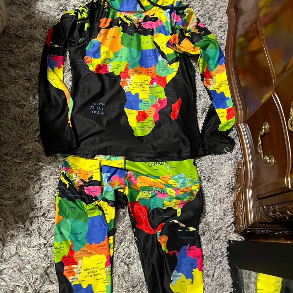 Bricks Built Multicolor Map Print Set Hoodie And … - image 5